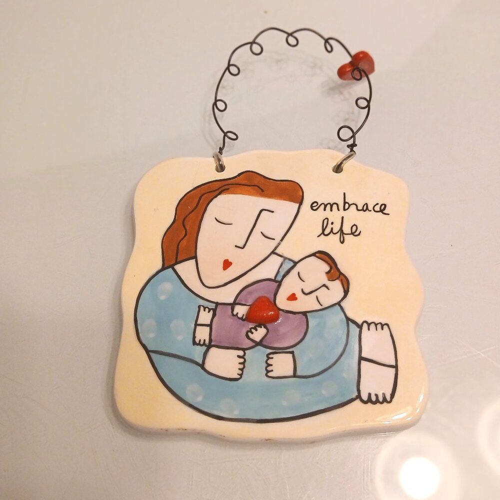 Sandra Magsamen For Silvestri "Embrace Life" Ceramic Hanging Plaque Sign